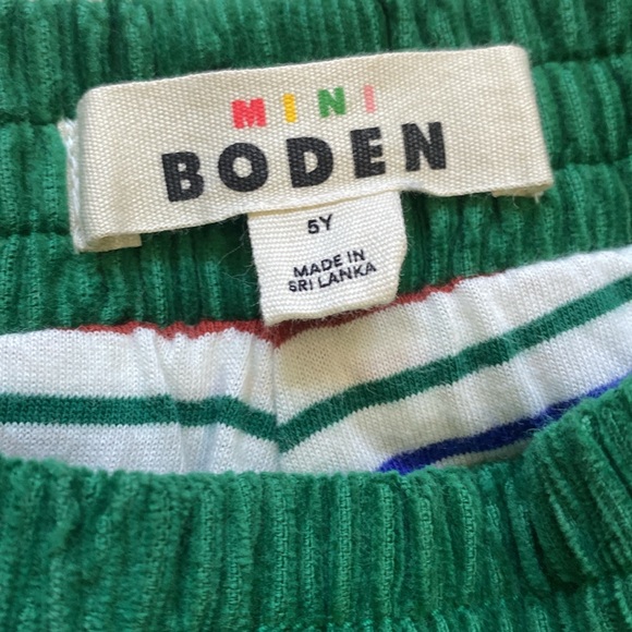 Mini Boden Green Corduroy Pants with Colorful Embroidery - Picture 4 of 5